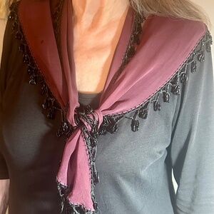 Unique vintage beaded sik scarf